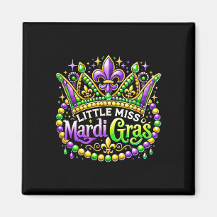 Little Miss Mardi Gras 2025 New Orleans Women Kids Magnet