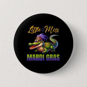 Little Miss Mardi Gras Alligator Mardigator Niedli Button