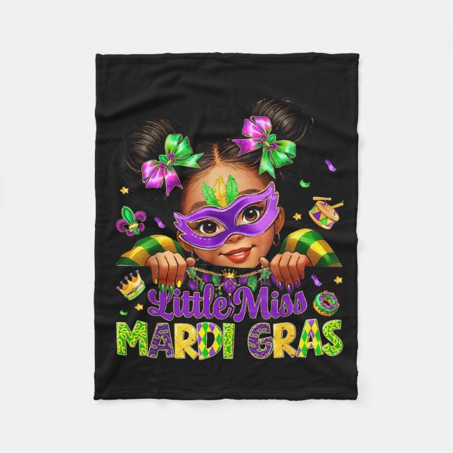Little Miss Mardi Gras Carnival New Orleans Fleur  Fleecedecke (Vorderseite)