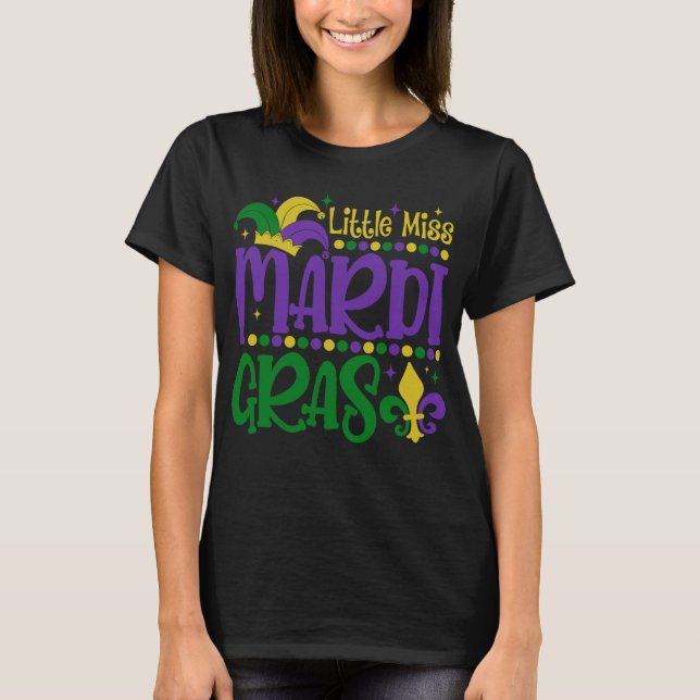 Little Miss Mardi Gras Cute Carnival Outfit T-Shirt (Vorderseite)
