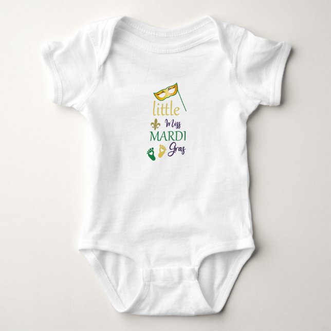 Little Miss Mardi Gras, Mardi Gras Pants, Baby Mar Baby Strampler (Vorderseite)