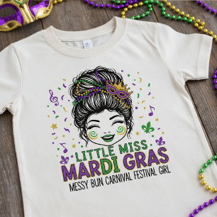 "Little Miss Mardi Gras", Messy Bun Karneval  T-Shirt