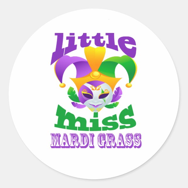 Little Miss Mardi Gras Runder Aufkleber (Vorderseite)