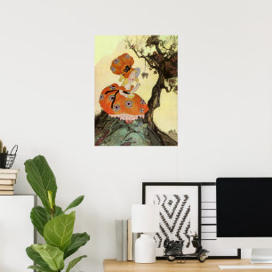 Little Miss Muffet & Spinne, Vintage Mother Goose Poster