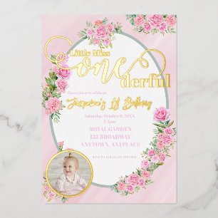 Little Miss ONEderful 1. erster Geburtstag Folieneinladung