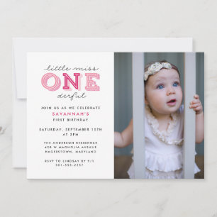 Little Miss Onederful 1. Geburtstag Foto Einladung
