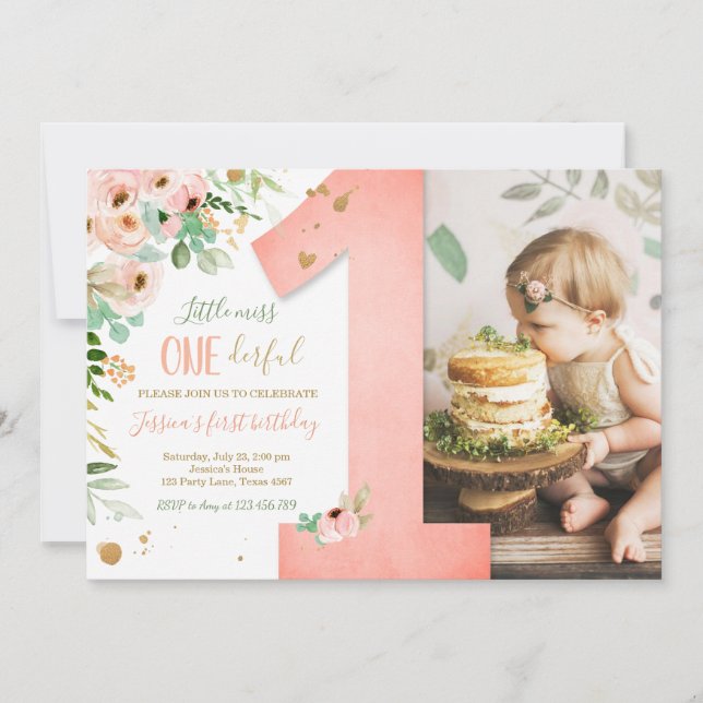 Little Miss Onederful 1er anniversaire Invitation  (Devant)