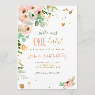 Little Miss Onederful 1er anniversaire Invitation 
