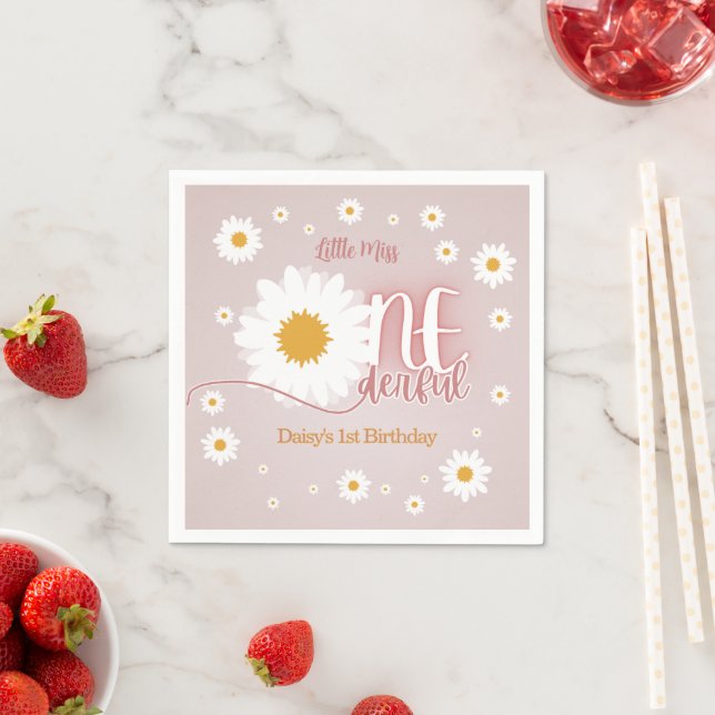 Little Miss Onederful 1st Birthday Serviette (Beispiel)