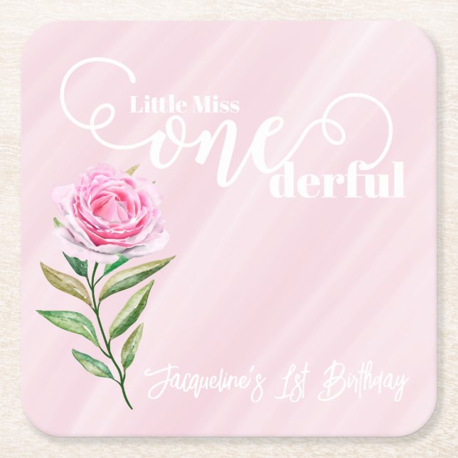 Little Miss ONEderful 1st First Birthday Rechteckiger Pappuntersetzer (Vorderseite)