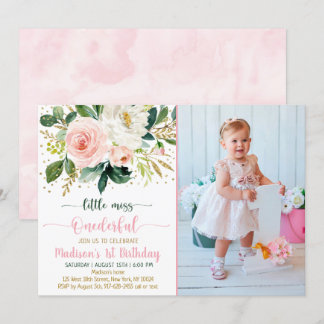 Little Miss Onederful Boho Floral Geburtstag Einladung
