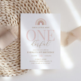 Little Miss Onederful Boho Rainbow 1. Geburtstag Einladung