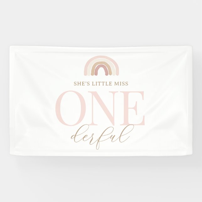 Little Miss Onederful Boho Rainbow Banner (Horizontal)