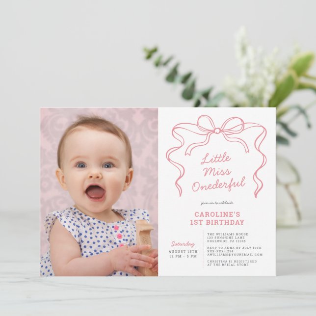 Little Miss Onederful Erster Geburtstag Einladung (Stehend Vorderseite)