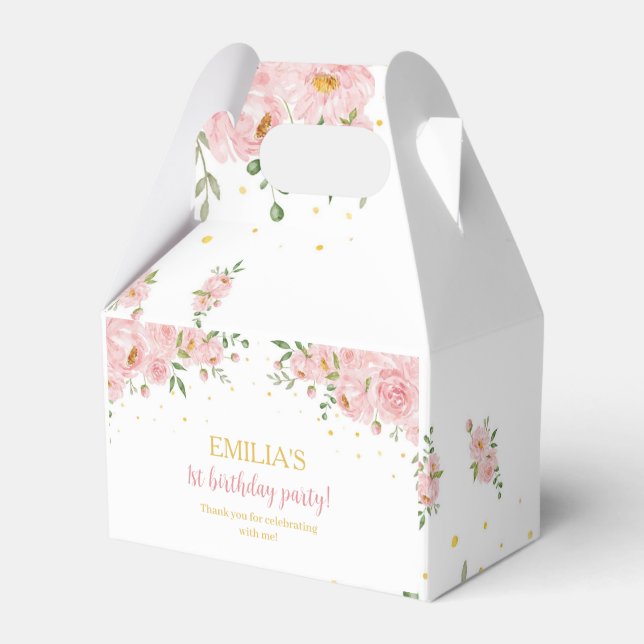 Little Miss Onederful Floral Birthday Favor Box Geschenkschachtel (Vorderseite)