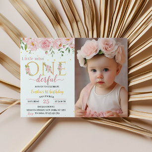 Little Miss Onederful Floral Geburtstag Einladung