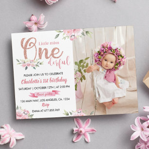 Little Miss Onederful Girl Einladung zum 1. Geburt