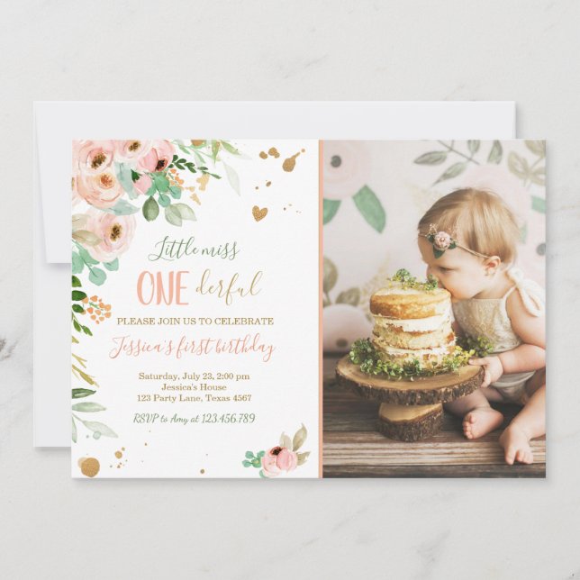 Little Miss Onederful Invitation 1er Anniversaire  (Devant)