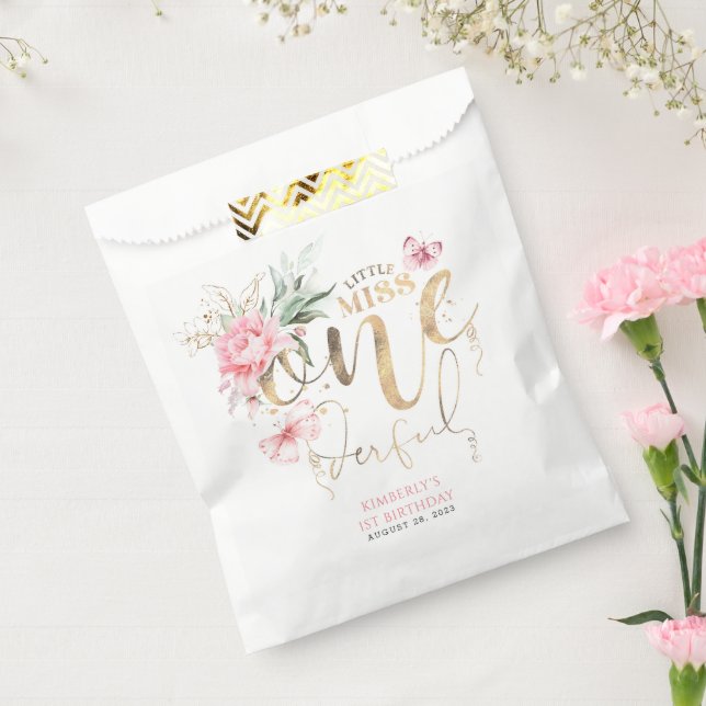 Little Miss Onederful Niedlich Floral 1. Geburtsta Geschenktütchen (Versiegelt)