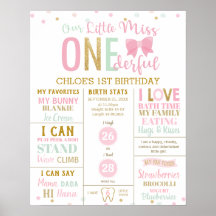 Little Miss Onederful Pink Meilenstein Geburtsstun