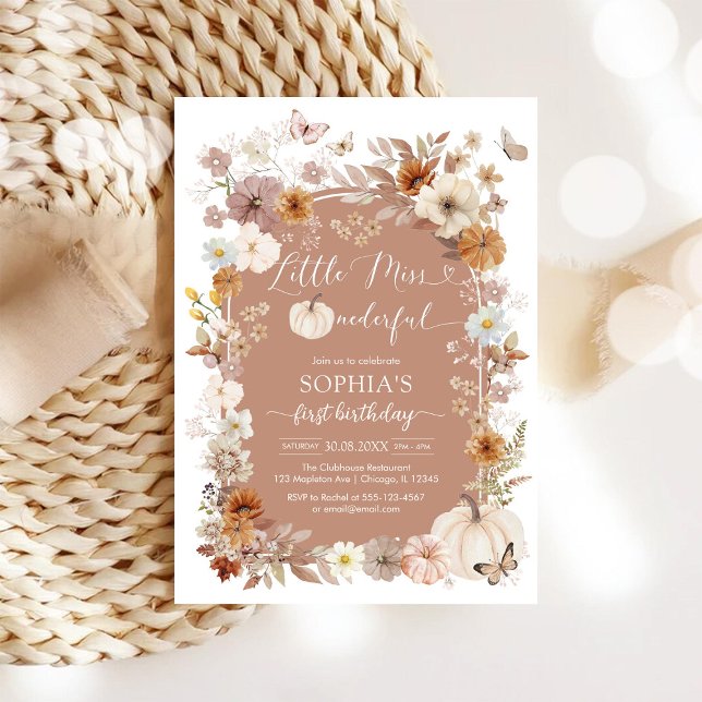 Little Miss ONEderful Wildflower 1st Birthday Einladung (Von Creator hochgeladen)