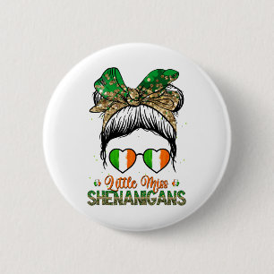 Little Miss Shenanigans St. Patricks Day Mädchen K Button