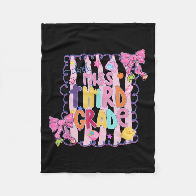 Little Miss Third Grade First Day Of 3rd Grade Coq Fleecedecke (Vorderseite)