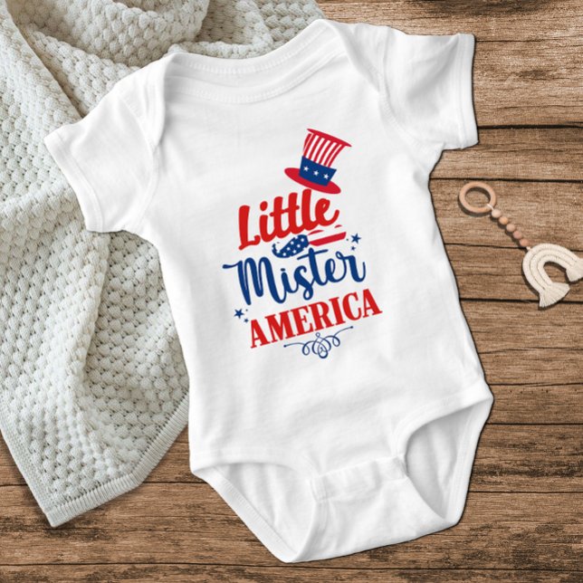 Little Mister America Red White Blue 4. Juli Junge Baby Strampler (Von Creator hochgeladen)