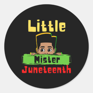 Little Mister Juneteenth Black King Melanin Brown Runder Aufkleber