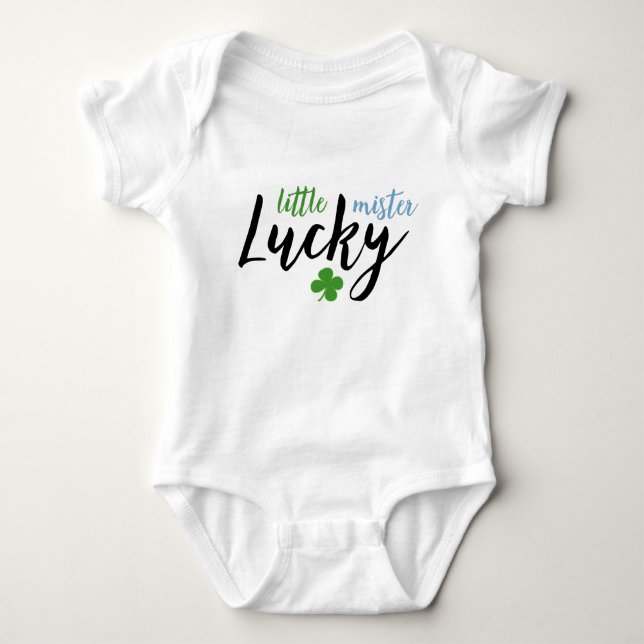 Little Mister Lucky // Niedlicher St. Patrick's Da Baby Strampler (Vorderseite)