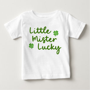 Little Mister Lucky St Patrick's Day Green Clover Baby T-shirt