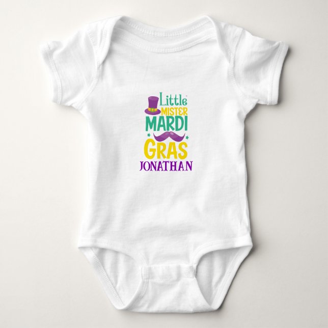 Little Mister Mardi Gras Personalisiert Baby Strampler (Vorderseite)