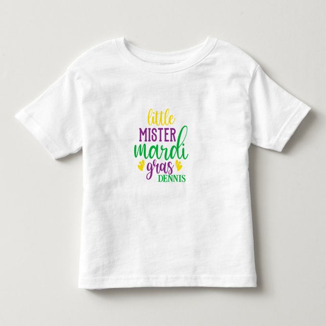 Little Mister Mardi Gras Personalisiert T - Shirt (Vorderseite)