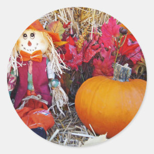 Little Mister Scarecrow Runder Aufkleber