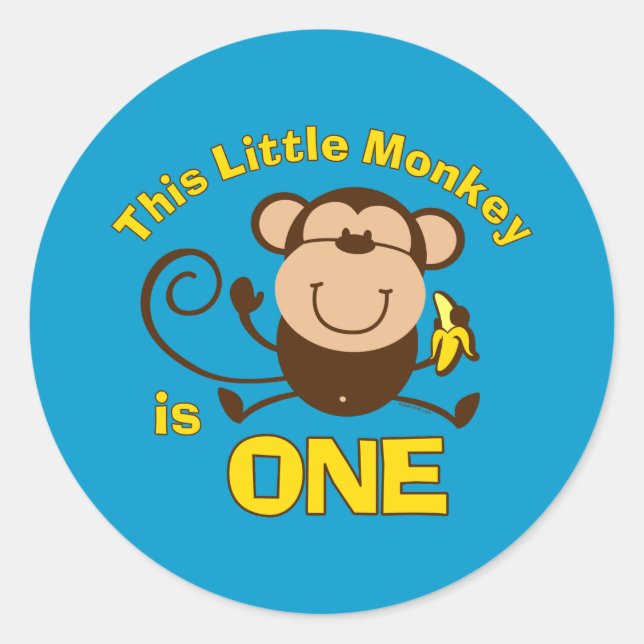 Little Monkey 1. Geburtstag Boy Sticker (Vorderseite)