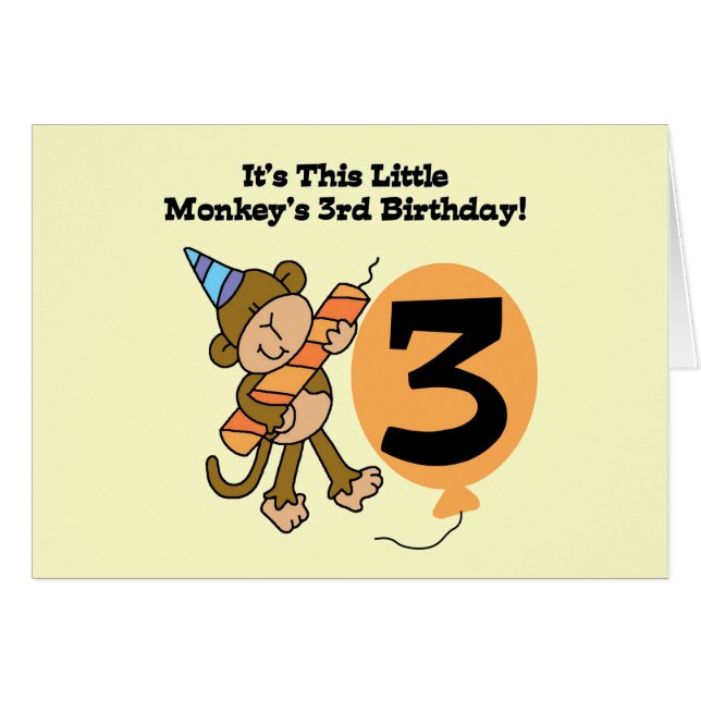 Little Monkey 3e Anniversaire Tshirts et cadeaux (Devant horizontal)
