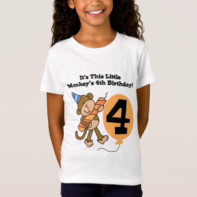 Little Monkey 4th Birthday Tshirts et cadeaux (Devant)