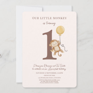 Little Monkey Einladung zum 1. Geburtstag
