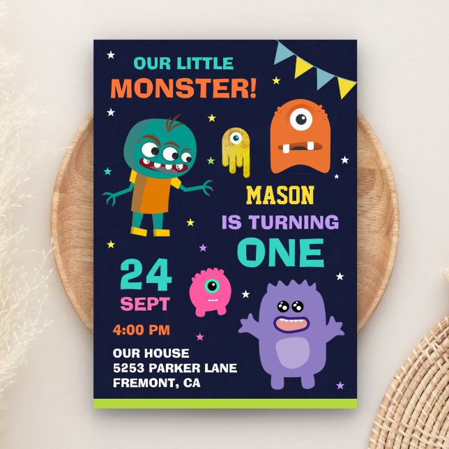 Little Monster 1er Anniversaire Fête Invitation (Créateur téléchargé)