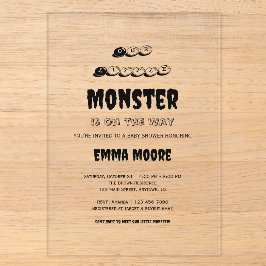 Little Monster Baby Shower Typography Design Acryleinladungen