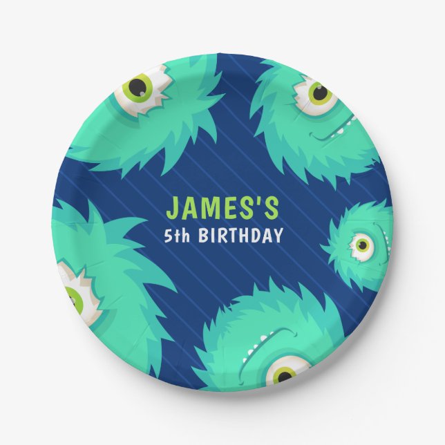 Little Monster Blue Pappteller (Vorderseite)