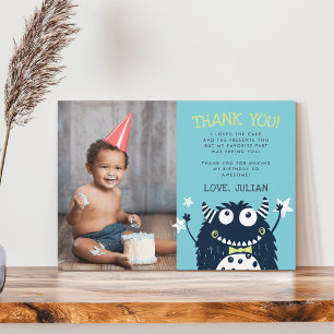 Little Monster   Flache Dankeschön-Fotokarte Dankeskarte