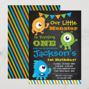 Little Monster Invitation, Chalkboard, Einladung