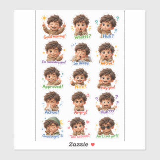 Little Moodster – Süßes Chibi-Jungen-Sticker-Pack Aufkleber