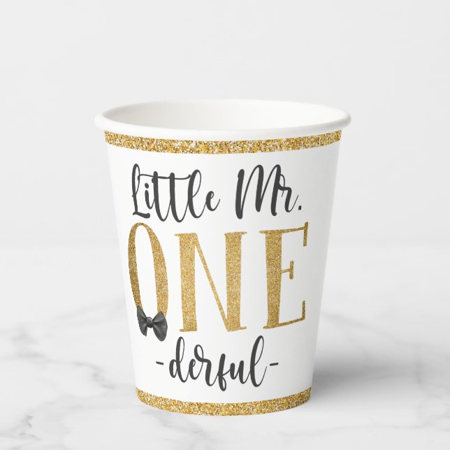 Little Mr One Derful 1st Birthday Paper Cup Pappbecher (Vorderseite)