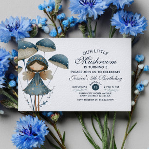 Little Mushroom Fairy Elegantes Kindergeburtstag P Einladung