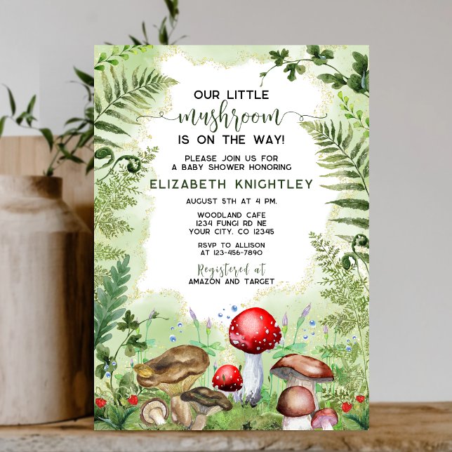 Little Mushroom Forest Ferns Rustic Baby Dusche Einladung (Von Creator hochgeladen)