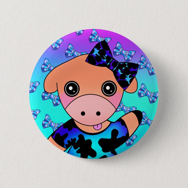 Little Naughty Lächelkuh mit Niedlichem Bow Button (Vorderseite)