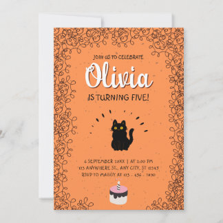 Little Nice Cat Birthday Party Einladung