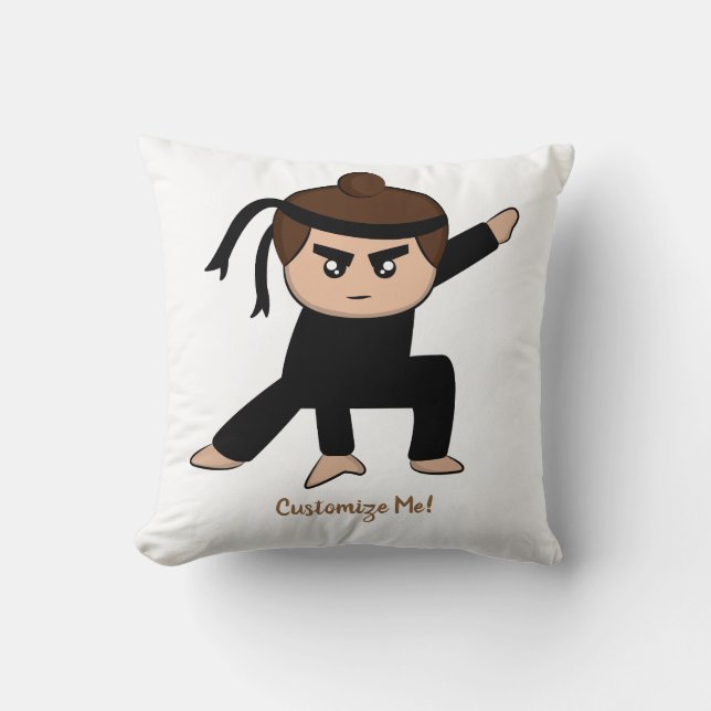 Little Ninja Boy Niedlich Child Personalisiert Kissen (Vorderseite)
